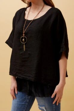 GIANA OVERSIZED DOUBLE LAYERED LINEN TOP -Femme Connection Sales ca2ea00d251a5e98cbae6421c5ed2759