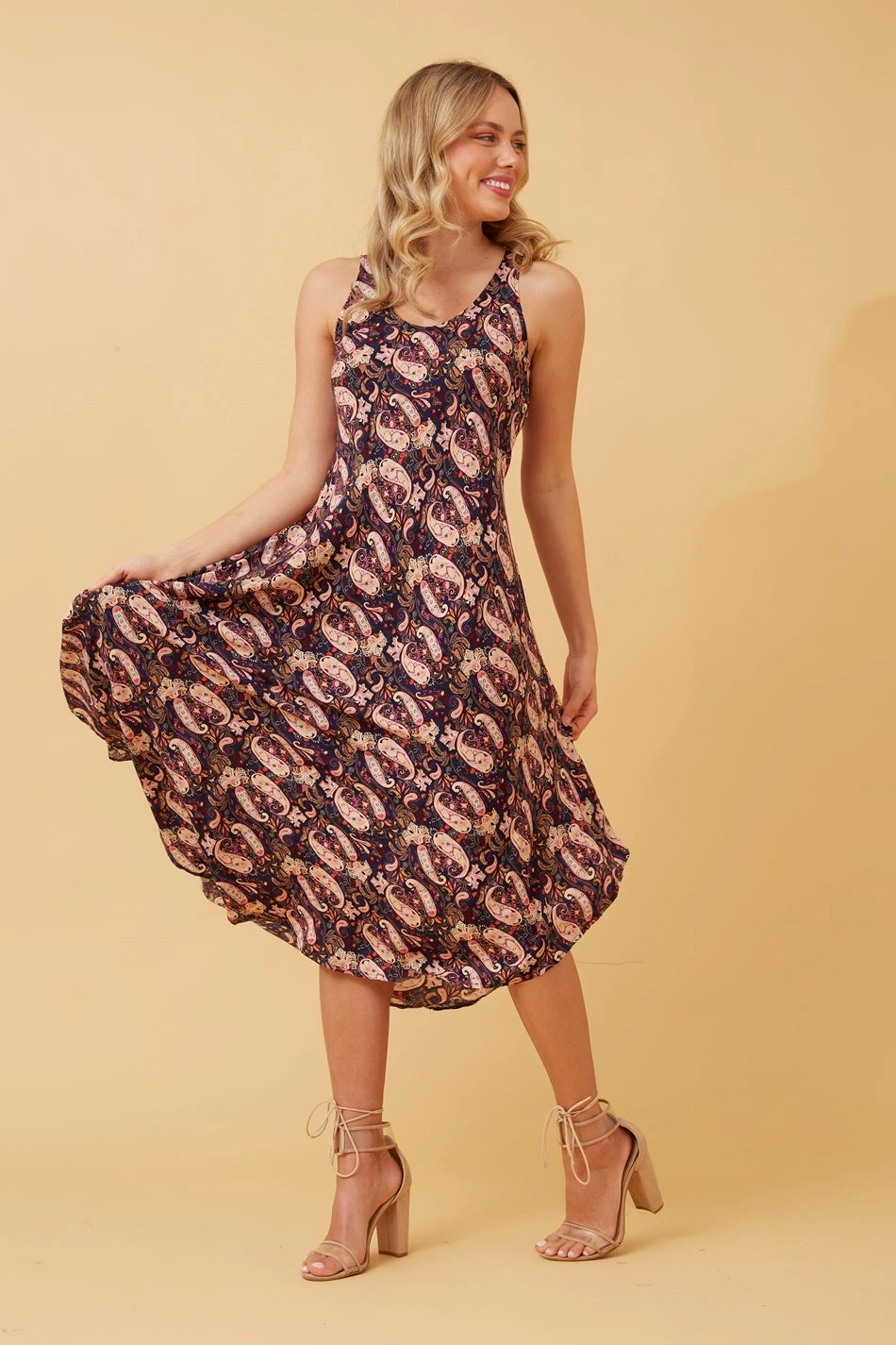 UMBRELLA PAISLEY BOHO MIDI DRESS 7 UMBRELLA PAISLEY BOHO MIDI DRESS - Image 5