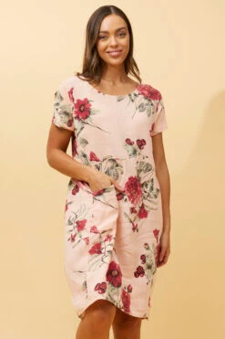 MESSINA FLORAL LINEN SHORT DRESS -Femme Connection Sales cb42f93eb133d0d6fa792332ab31bdc6