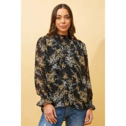 DIANA LEAF PRINT BLOUSE -Femme Connection Sales cb590619eeb585c140fde66438ef8e49