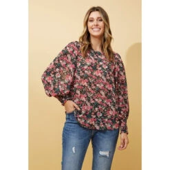 CLASSIC FLORAL BALLOON SLEEVE BLOUSE -Femme Connection Sales cbb4f9f9317181e7db12d9676ce71f6f