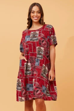 VINE ABSTRACT PRINT SHIFT DRESS -Femme Connection Sales cc57454e0bb45613f3e88dbc437d0cbb
