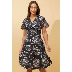 SILVANIA FLORAL WRAP SHORT DRESS -Femme Connection Sales ce9645dea27efcb6e8fad8ae239e9ca2