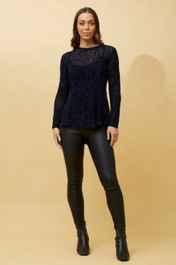 LUISA FLORAL FLOCKING TOP