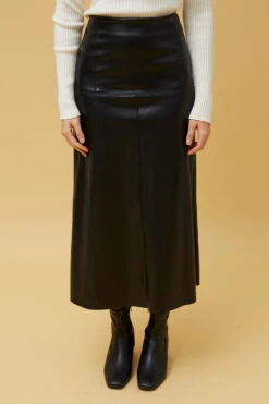 AUBREE VEGAN LEATHER MAXI SKIRT -Femme Connection Sales d05df4e8de128b4f8ceea8736b7e91a9