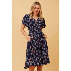 SANDY FLORAL SHORT DRESS -Femme Connection Sales d089ab1186a74326a5cb834bc955a133