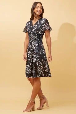 SILVANIA FLORAL WRAP SHORT DRESS -Femme Connection Sales d16971211fe8d07feb267bf285fb68f3