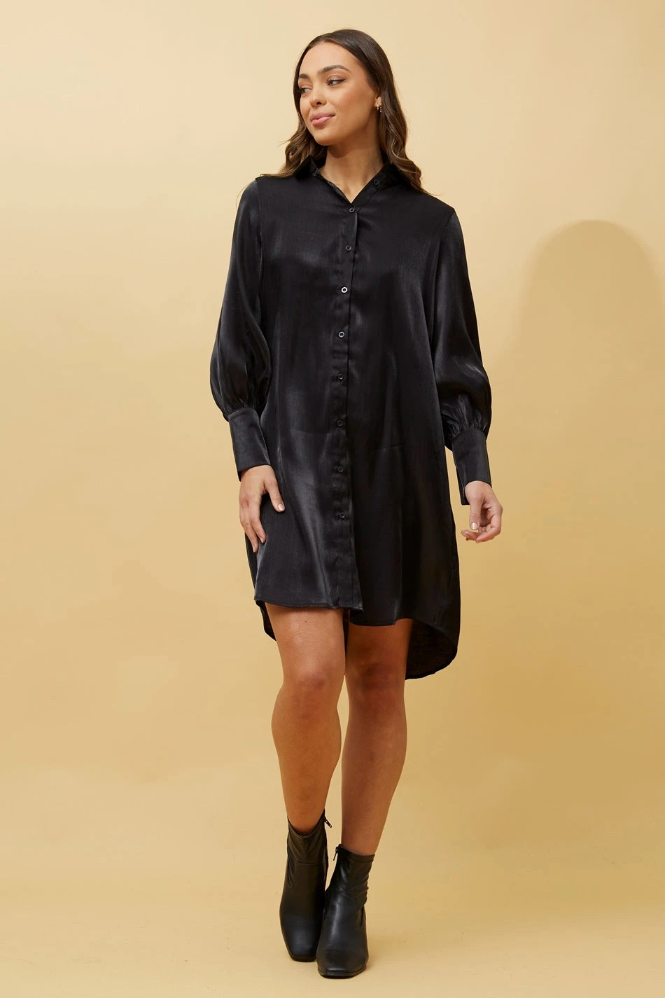 GERTIE SATIN SHIRT MIDI DRESS 6 GERTIE SATIN SHIRT MIDI DRESS - Image 4