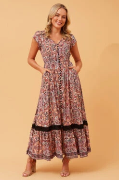MOROCCO PAISLEY BOHO MAXI DRESS 11 MOROCCO PAISLEY BOHO MAXI DRESS -Femme Connection Sales d70809df9db74ae52530e0dbfa991a17