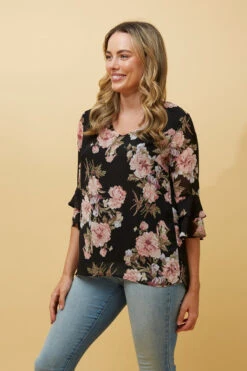 MALLORY FLORAL FLUTE SLEEVE BLOUSE -Femme Connection Sales d71694760b102da20712a89ef221221e