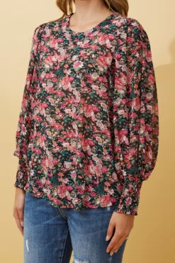 CLASSIC FLORAL BALLOON SLEEVE BLOUSE -Femme Connection Sales d71852bf003bcad8295a250a32927533