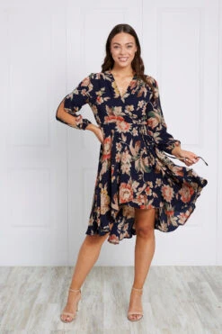FLORAL WRAP DRESS 23 FLORAL WRAP DRESS -Femme Connection Sales d7185e92ee53d2c8b02318b78016f637