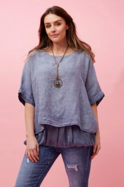 GIANA OVERSIZED DOUBLE LAYERED LINEN TOP -Femme Connection Sales d7313746dabefdcf1c09023acc60203b