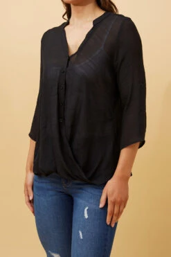 AMITY ROLL UP SLEEVE DRAPE TOP -Femme Connection Sales d7ff3ce35b8a73fed446bb6a79fbb2fa