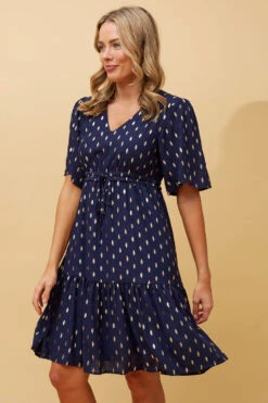 DIAMOND TEARDROP FOIL PRINT SHORT DRESS -Femme Connection Sales d82d374b391ceb488b46cc3a750e693a