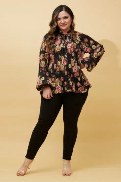 PETA FLORAL PLEATED BLOUSE -Femme Connection Sales d84fae99d39d78f7bd15af65a51c1b88