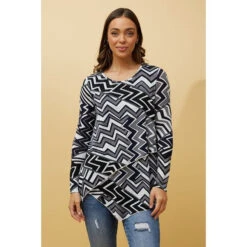 BOBBI ZIG ZAG PRINT DOUBLE LAYERED TOP -Femme Connection Sales d92de6f436d4d12f0f594534128a13b1