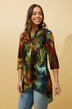 VICKY ABSTRACT PRINT TUNIC TOP -Femme Connection Sales d97d58cb0d80e5741bf69a1d05a899e2