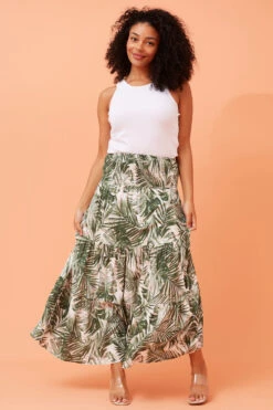 BETTINA LEAF PRINT MAXI SKIRT