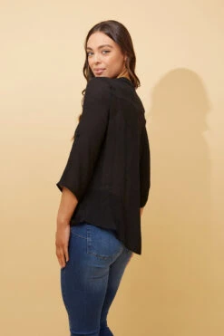 AMITY ROLL UP SLEEVE DRAPE TOP -Femme Connection Sales da84b5dd59e7372b5213d63862a7dbe8