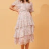 WINDSOR FLORAL RUFFLE LAYERED DRESS -Femme Connection Sales db19d4292c2a3c9615eba87b715e29a9