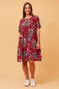 VINE ABSTRACT PRINT SHIFT DRESS -Femme Connection Sales db7b5091992a487f53087e024e515c1e
