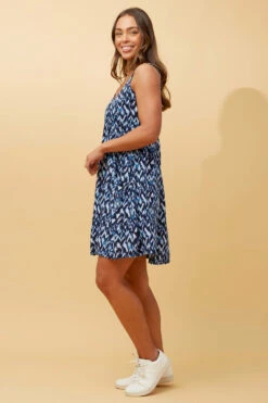 VENICE ABSTRACT PRINT SHORT DRESS -Femme Connection Sales dd329834c584fb597a273d0f57df5a8a