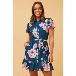 OLIVE FLORAL SHIRT DRESS -Femme Connection Sales de8d1ab1a8ce2197fb49e1322410f79c
