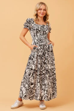 ASHTON ABSTRACT PRINT MAXI DRESS -Femme Connection Sales de938bdfbb8f411ab34b158d0342fd43