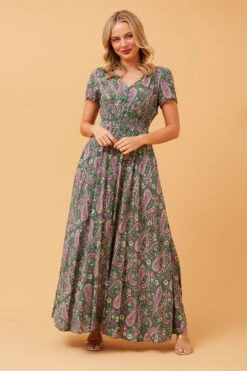 MEGAN PAISLEY BOHO MAXI DRESS