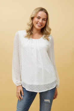 PHYLLIS GOLD FOIL POLKA DOT TOP -Femme Connection Sales e2c8b481ee965a1ffb68e195e6348ee9