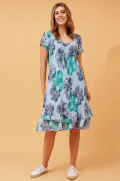 ELECTRA DOUBLE LAYER FLORAL DRESS -Femme Connection Sales e2fd4a5c94f7d9b45773ad2c76a66616