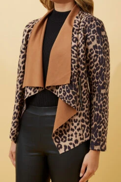 LENI LEOPARD PRINT WATERFALL CARDIGAN -Femme Connection Sales e37aff841ee59ce83ccfc30077c0b1dd