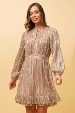 KAMEO PLEATED GLITTER DRESS -Femme Connection Sales e3eb13b4845852b4edef7b32bbe6a8c9
