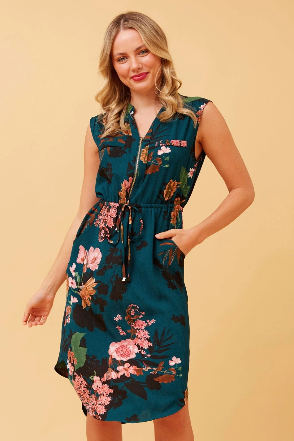 AMY FLORAL ZIP FRONT DRESS 5 AMY FLORAL ZIP FRONT DRESS - Image 3