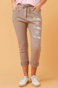 JANJA SEQUIN STAR PRINT JOGGERS -Femme Connection Sales e65109af8221e0d356bedcf78fab6e1f