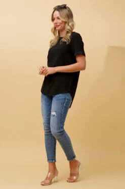 MISTY SHORT SLEEVE TEXTURED TOP -Femme Connection Sales e69791aad584b55215b253bac51132bf