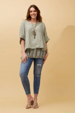 GIANA OVERSIZED DOUBLE LAYERED LINEN TOP -Femme Connection Sales e834e8eaca491e5cbaaea45848eb5d20