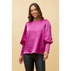 DOM BALLOON SLEEVE SATIN BLOUSE 28 DOM BALLOON SLEEVE SATIN BLOUSE -Femme Connection Sales e89312d4b736fe88db126bffeb78c828