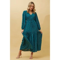 CRYSTELLE GOLD FOIL PRINT MAXI DRESS -Femme Connection Sales e8bbda68f8c616b5669bc223249e24b3