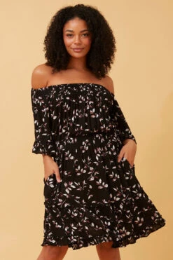 GRETA LEAF PRINT SHORT DRESS