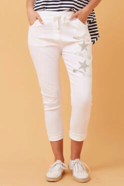 JANJA SEQUIN STAR PRINT JOGGERS -Femme Connection Sales eaf45198516132152543562696433e86