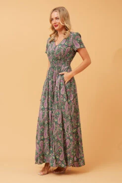MEGAN PAISLEY BOHO MAXI DRESS -Femme Connection Sales eb10cb36de0c86671adca7e653b33b29