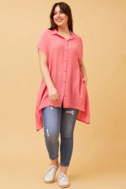 BLU ASYMMETRICAL HEM SHIRT -Femme Connection Sales eb2aac60dadf709b29e6172db81a81f7