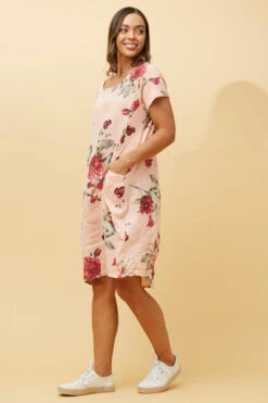 MESSINA FLORAL LINEN SHORT DRESS -Femme Connection Sales ed3fabb1db9a27a2e81ba5e82f4efe79