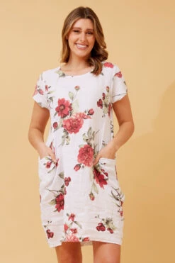 MESSINA FLORAL LINEN SHORT DRESS -Femme Connection Sales edd68ae470624801c2efb6897e710805