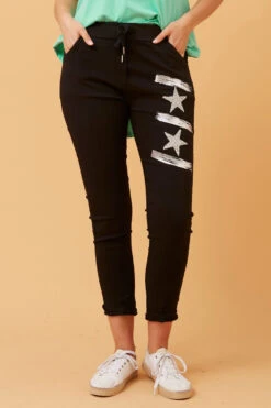 JANJA SEQUIN STAR PRINT JOGGERS -Femme Connection Sales ee03390dfbabb7298208610d81c3b003