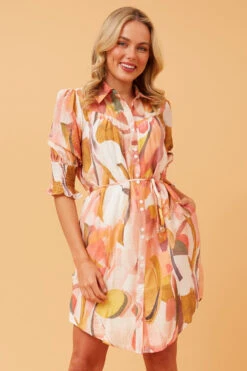 LOTUS ABSTRACT PRINT SHIRT DRESS -Femme Connection Sales eedb28dbcde62014b0f45a52e61d15cd
