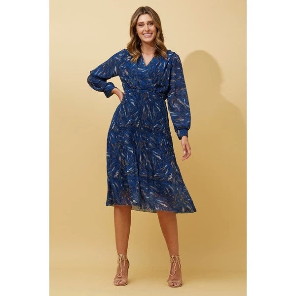 ZANETTA ABSTRACT PRINT TIERED PLEATED MIDI DRESS 16 ZANETTA ABSTRACT PRINT TIERED PLEATED MIDI DRESS - Image 14