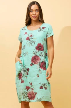 MESSINA FLORAL LINEN SHORT DRESS -Femme Connection Sales f677c00b562eec977f1908737663eb2f